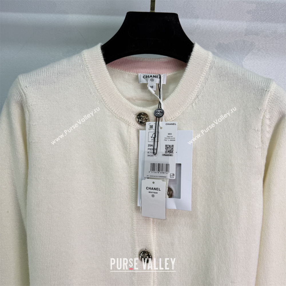 Chanel Cashmere Cardigan White 2025 0812 (QI-250814133)