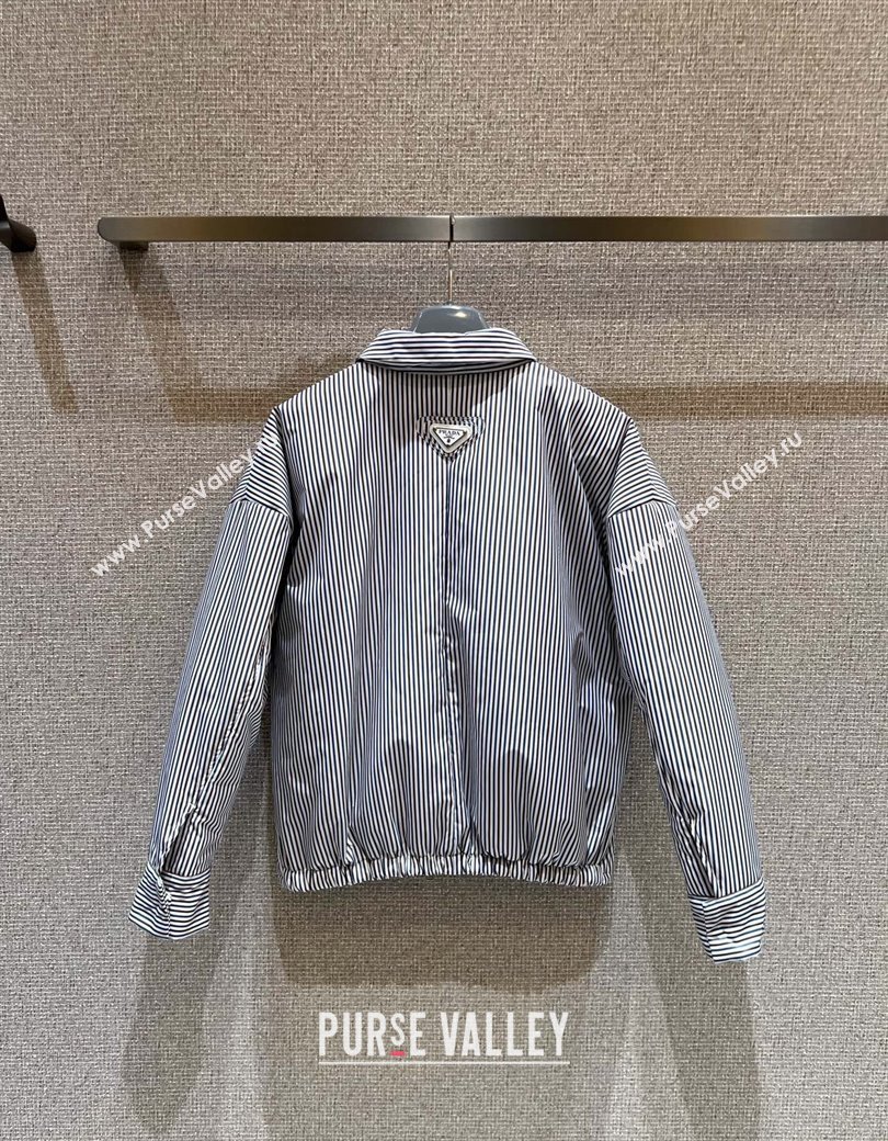 Prada Striped Jacket White/Brown/Blue 2025 0814 (QI-250815052)