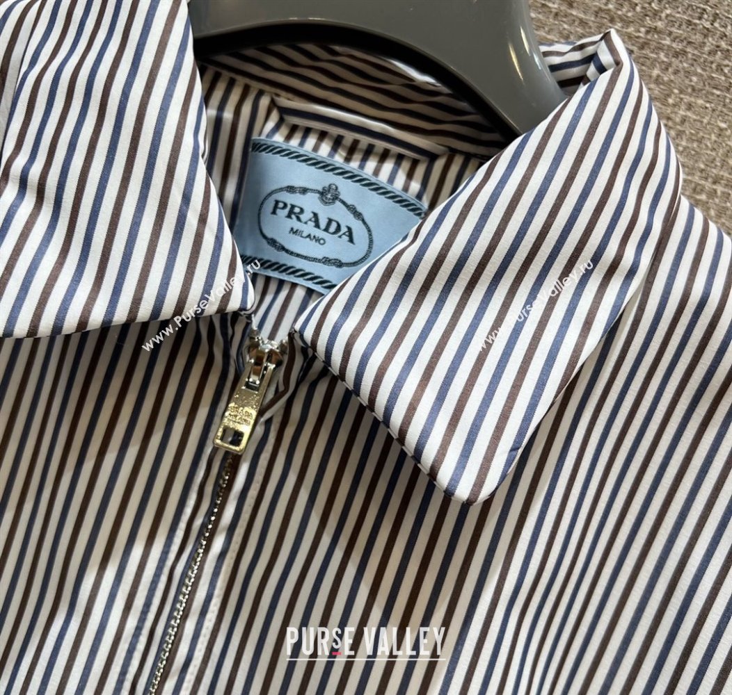 Prada Striped Jacket White/Brown/Blue 2025 0814 (QI-250815052)