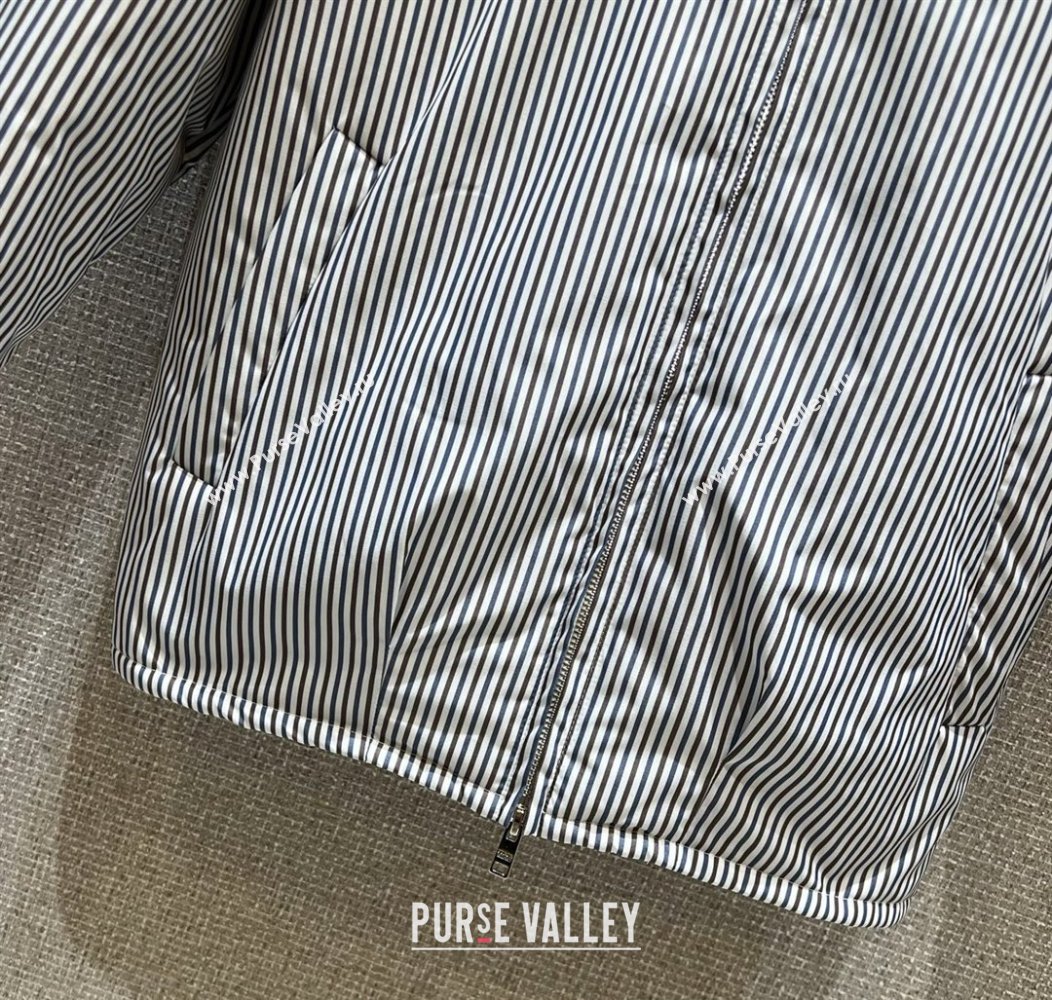 Prada Striped Jacket White/Brown/Blue 2025 0814 (QI-250815052)