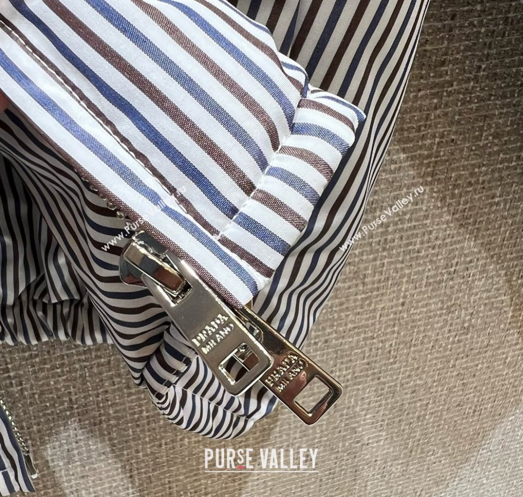 Prada Striped Jacket White/Brown/Blue 2025 0814 (QI-250815052)
