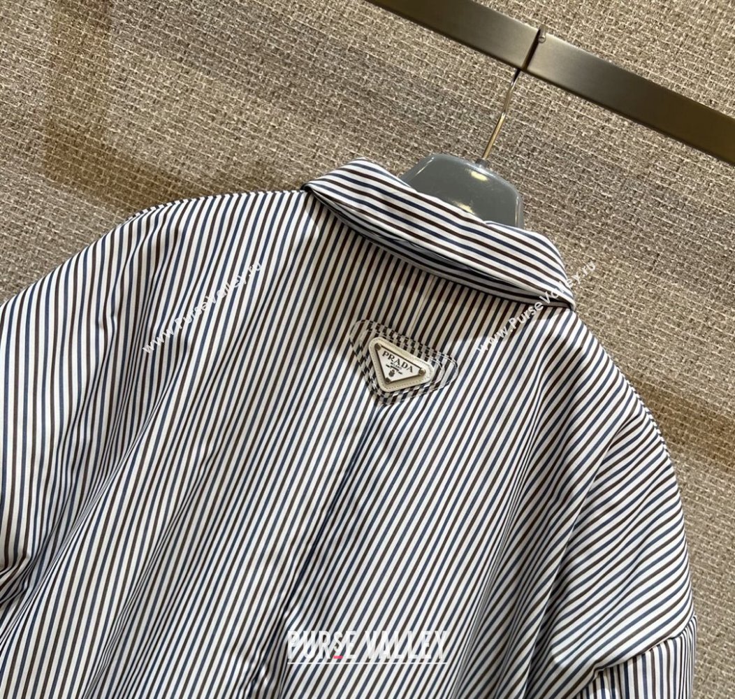 Prada Striped Jacket White/Brown/Blue 2025 0814 (QI-250815052)