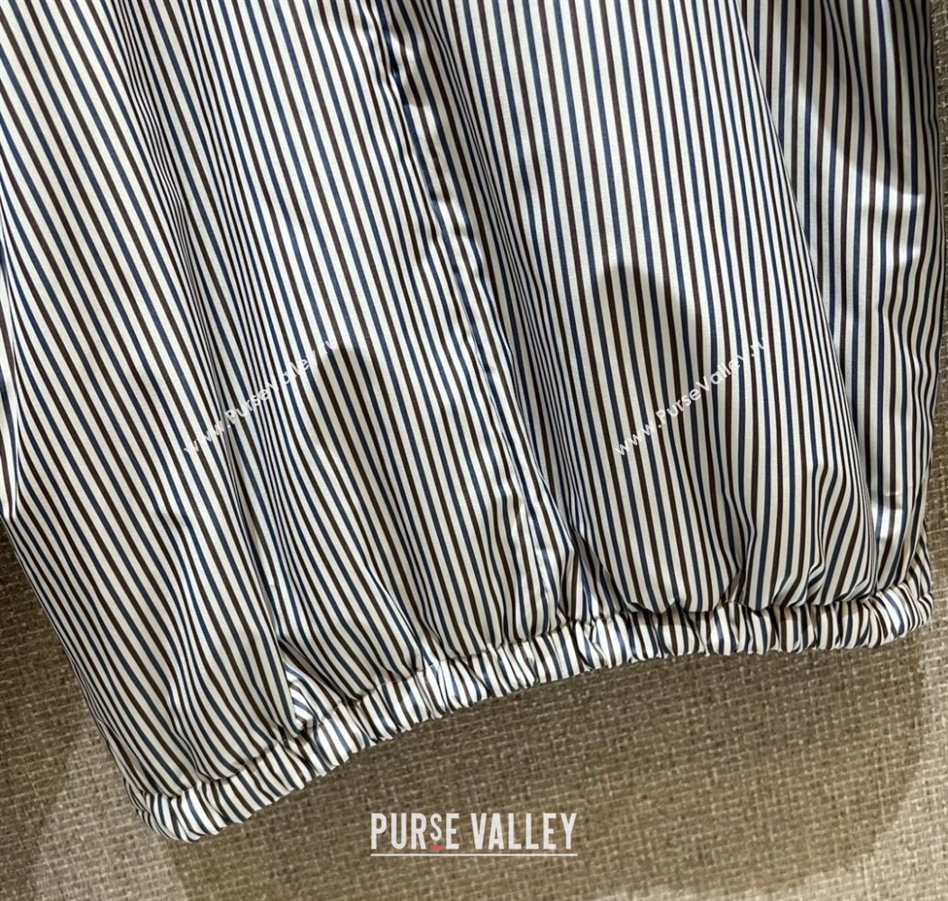 Prada Striped Jacket White/Brown/Blue 2025 0814 (QI-250815052)