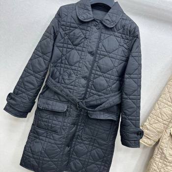 Dior Oblique Padded Coat with Belt Black 2025 DR090404 (QI-250904024)