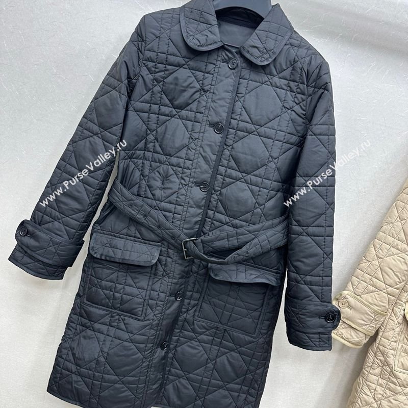 Dior Oblique Padded Coat with Belt Black 2025 DR090404 (QI-250904024)