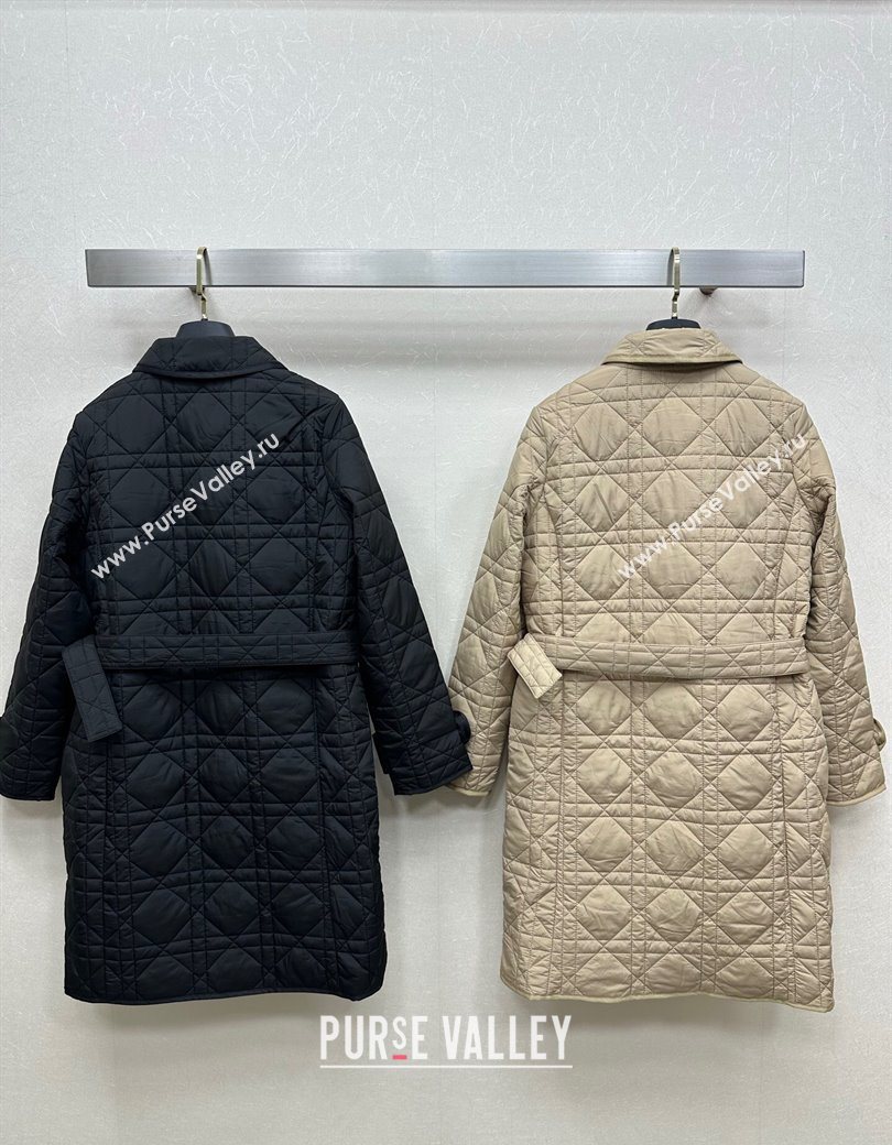 Dior Oblique Padded Coat with Belt Black 2025 DR090404 (QI-250904024)