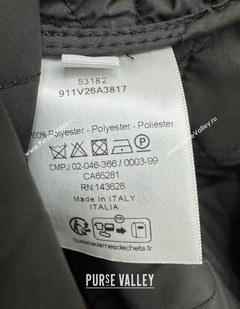 Dior Oblique Padded Coat with Belt Black 2025 DR090404 (QI-250904024)