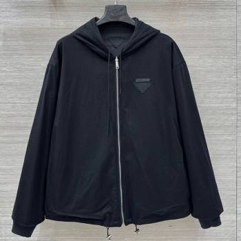Prada Cotton and Nylon Reversible Jacket Black 2025 PR090403 (QI-250904009)