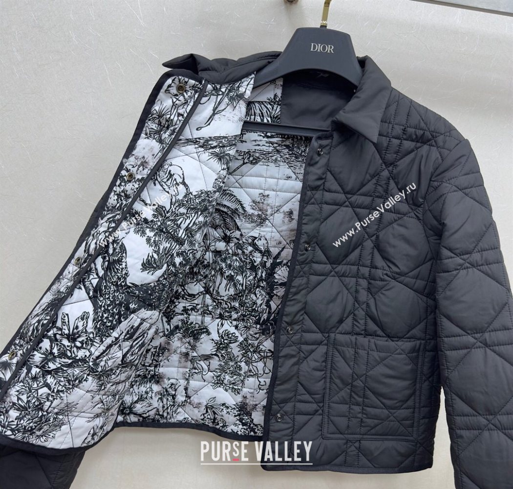 Dior Oblique Padded Short Jacket with Belt Black 2025 DR090404 (QI-250904026)