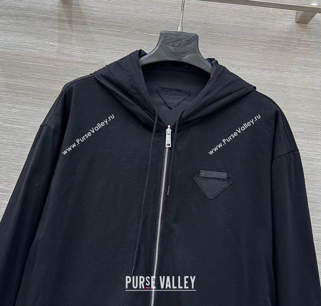 Prada Cotton and Nylon Reversible Jacket Black 2025 PR090403 (QI-250904009)