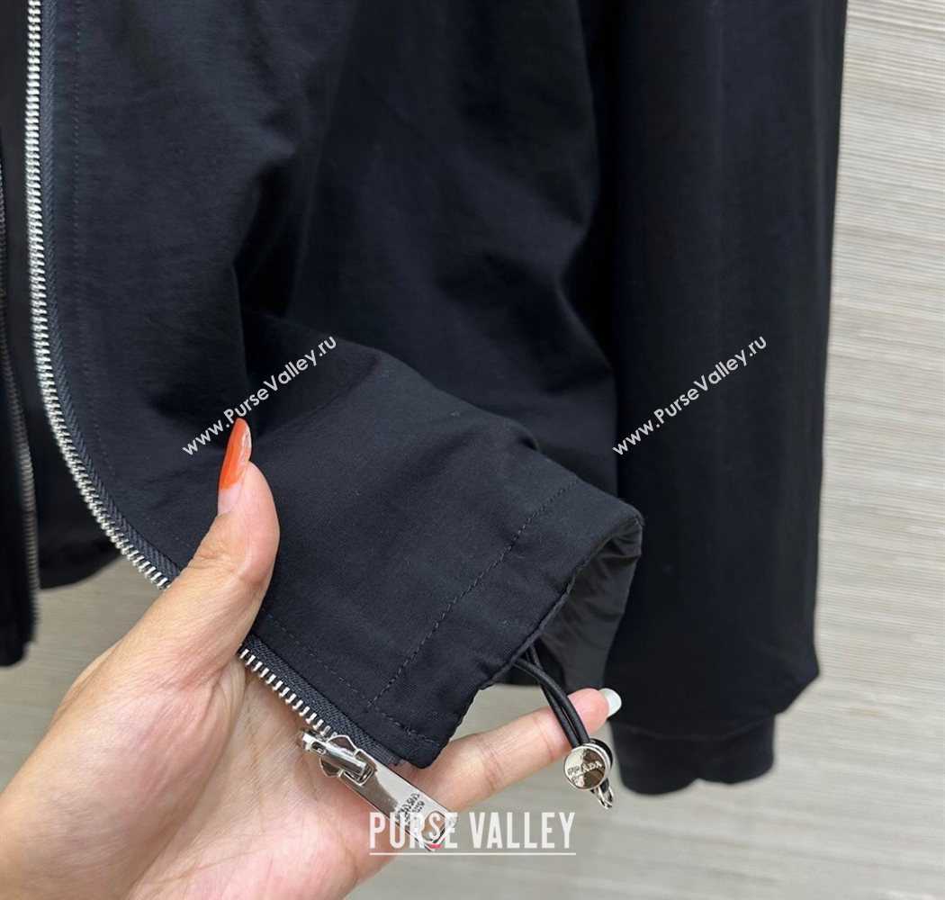 Prada Cotton and Nylon Reversible Jacket Black 2025 PR090403 (QI-250904009)