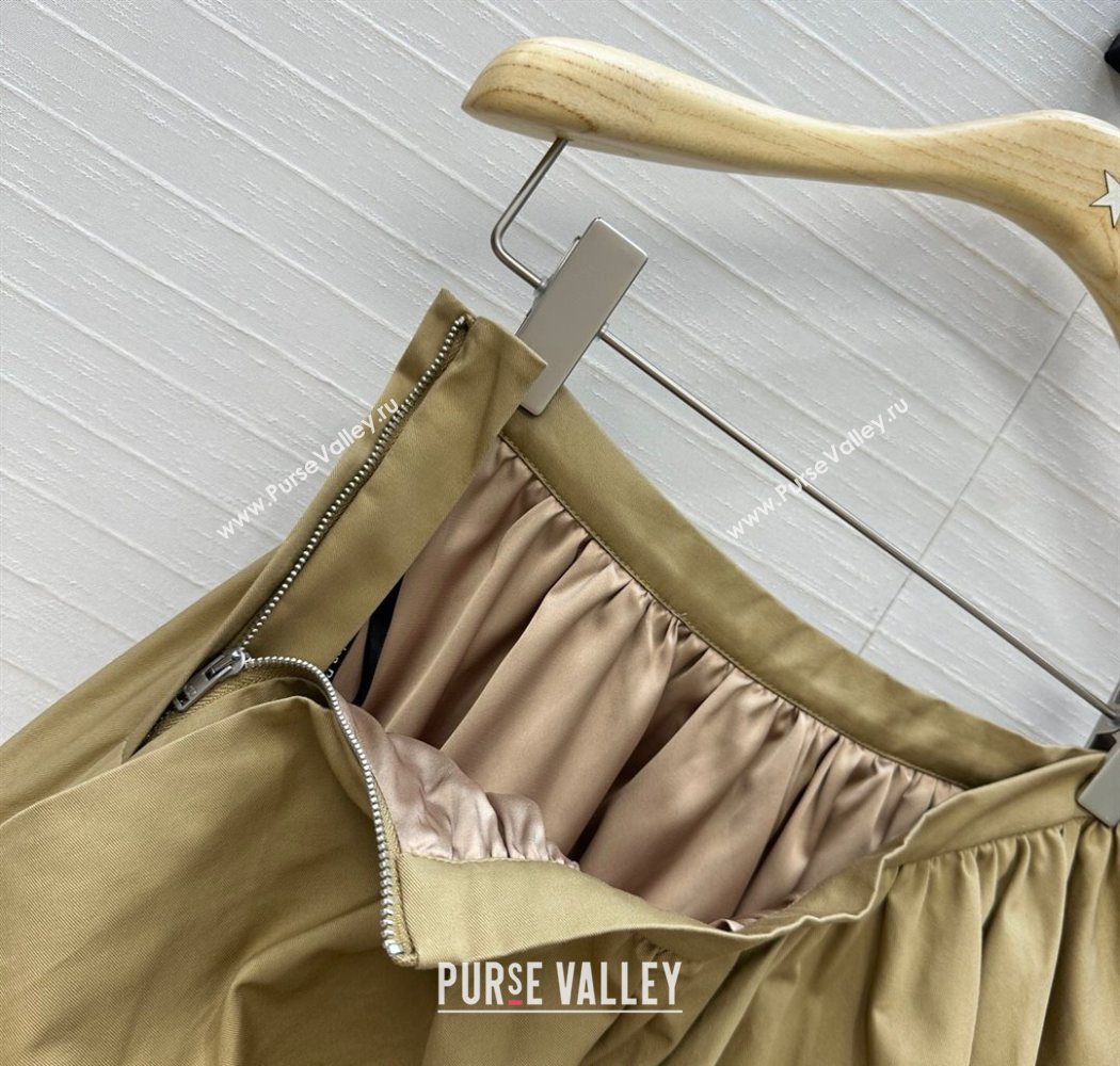 Dior Pleated Mini Skirt Khaki 2025 DR090405 (QI-250904035)
