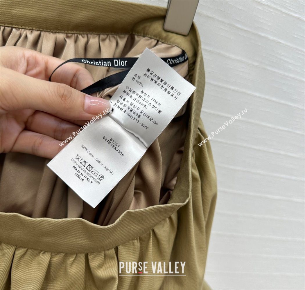 Dior Pleated Mini Skirt Khaki 2025 DR090405 (QI-250904035)