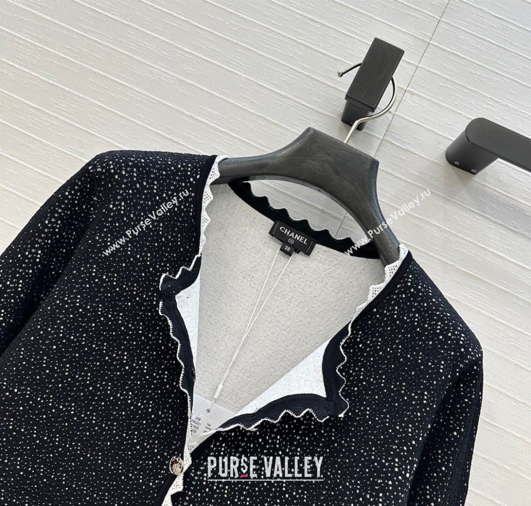 Chanel Tweed Jacket Black/White 2025 CH090402 (QI-250904036)