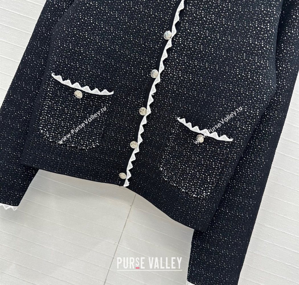 Chanel Tweed Jacket Black/White 2025 CH090402 (QI-250904036)