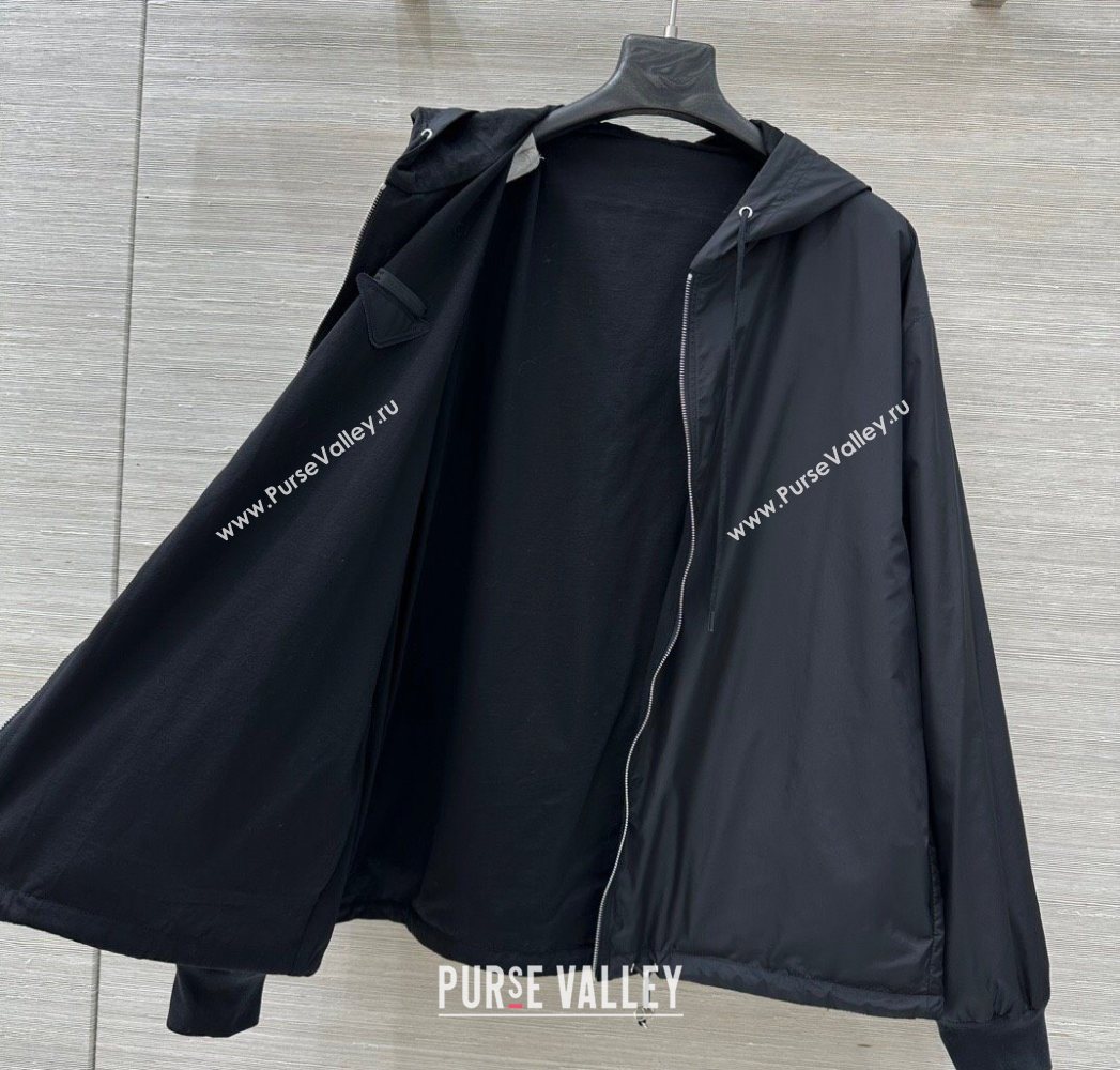 Prada Cotton and Nylon Reversible Jacket Black 2025 PR090403 (QI-250904009)