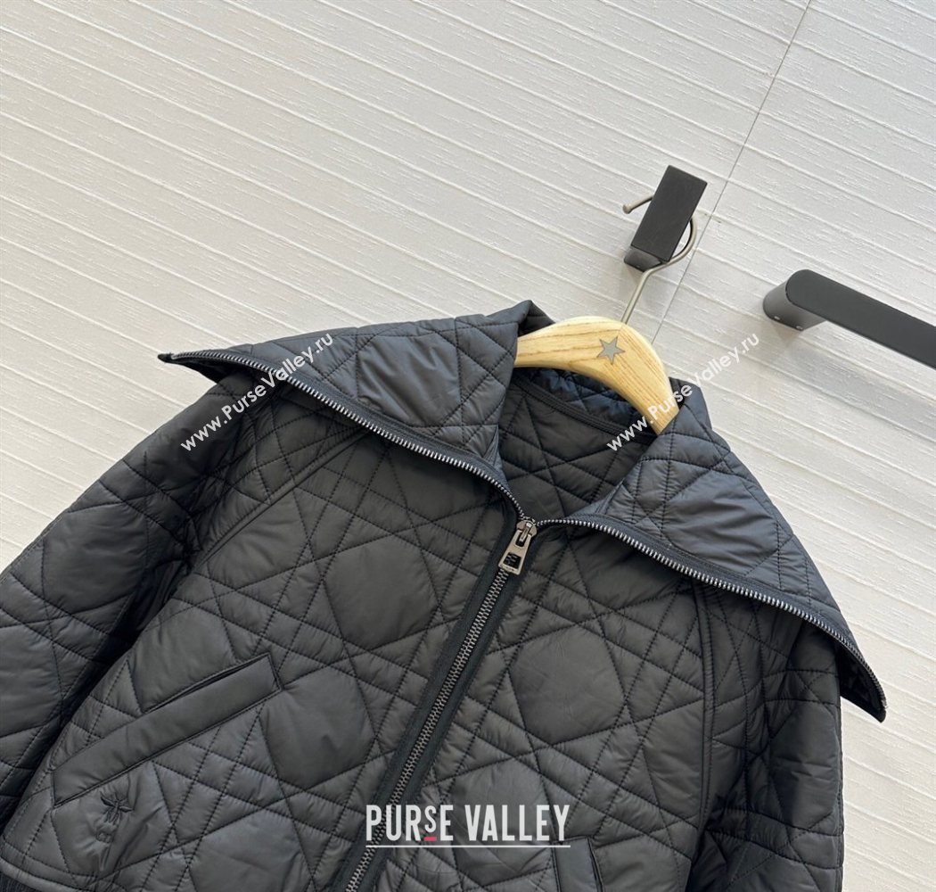 Dior Oblique Padded Short Jacket with Wide Neck Black 2025 CH090404 (QI-250904039)