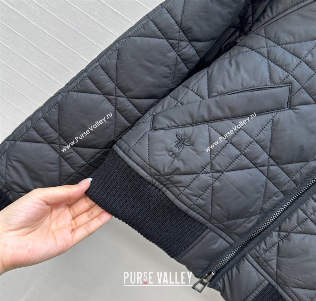 Dior Oblique Padded Short Jacket with Wide Neck Black 2025 CH090404 (QI-250904039)