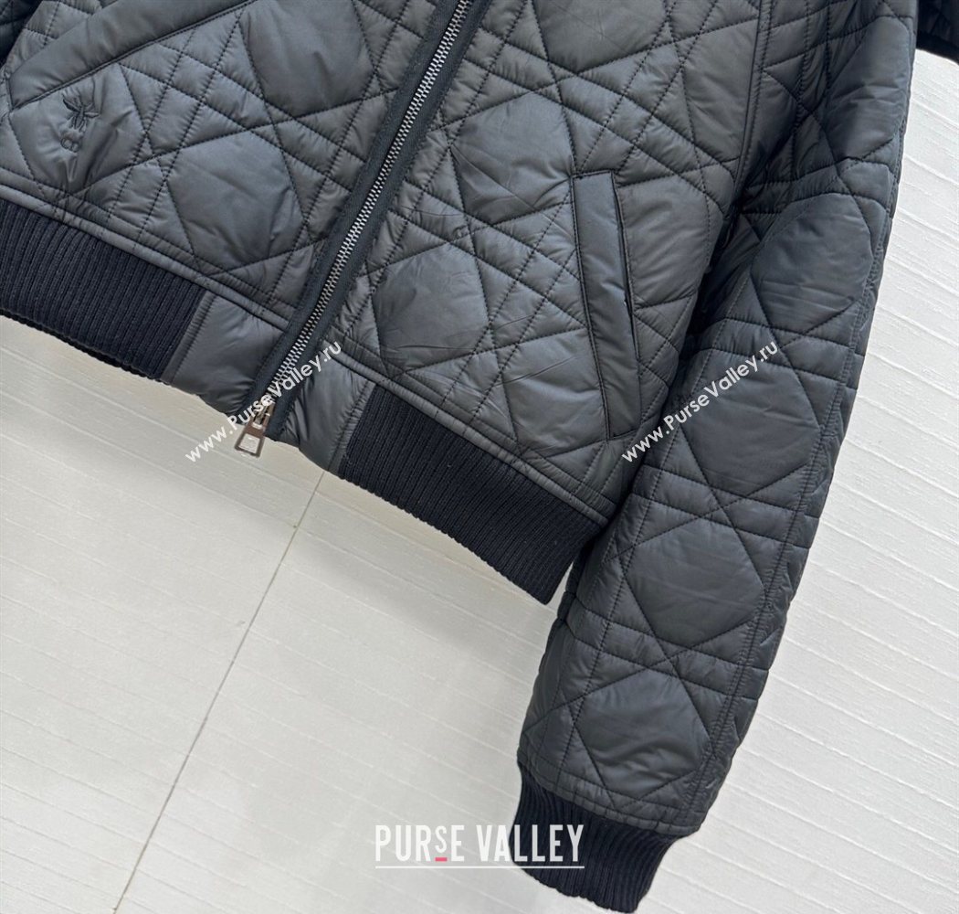 Dior Oblique Padded Short Jacket with Wide Neck Black 2025 CH090404 (QI-250904039)