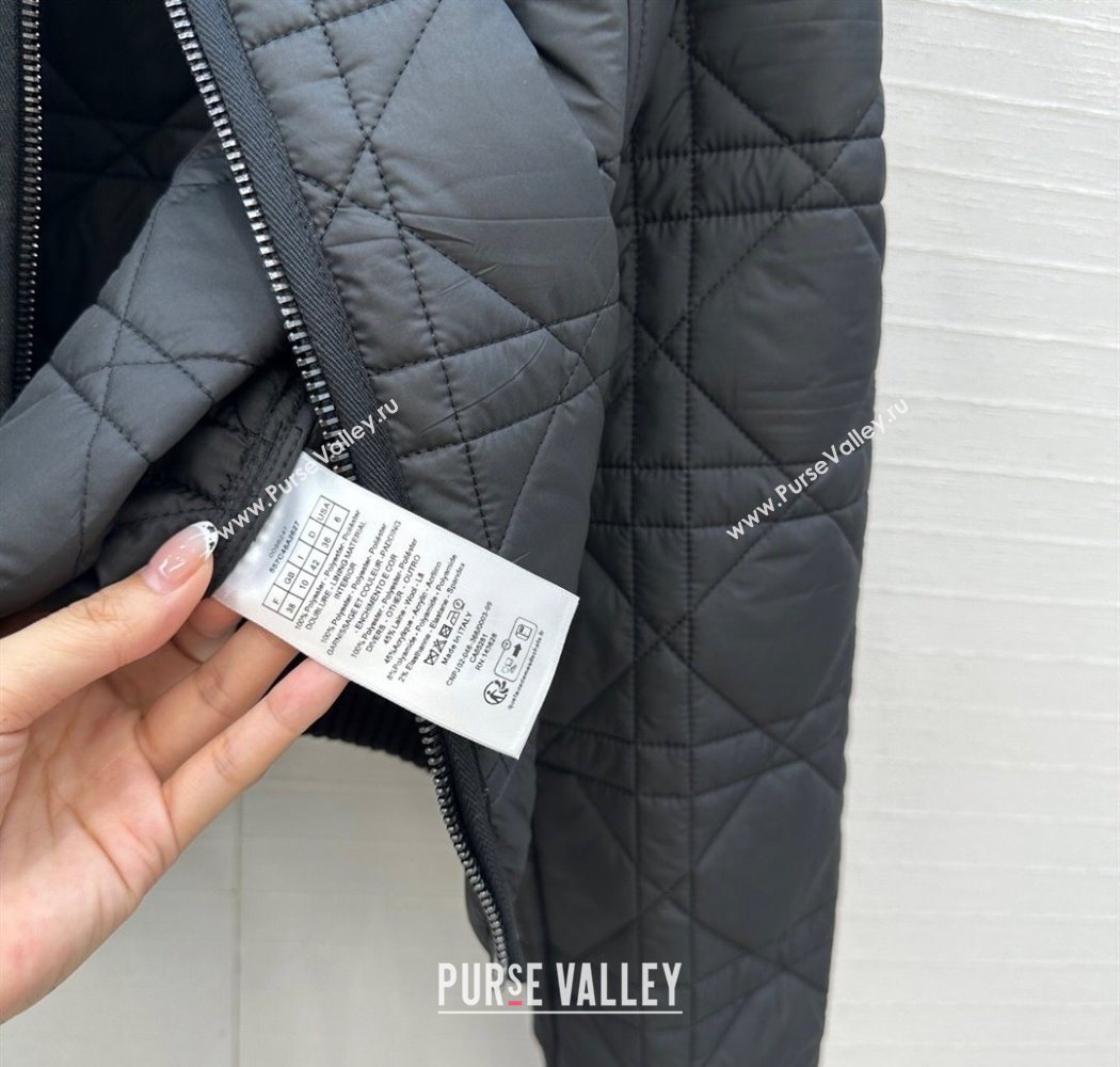 Dior Oblique Padded Short Jacket with Wide Neck Black 2025 CH090404 (QI-250904039)