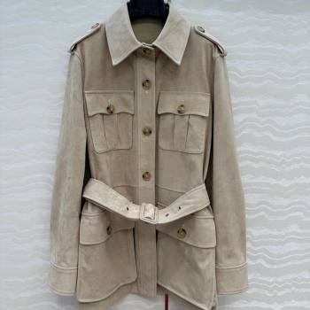 Ralph Lauren RL Lambskin Suede Jacket Beige 2025 0904 (QI-250904041)
