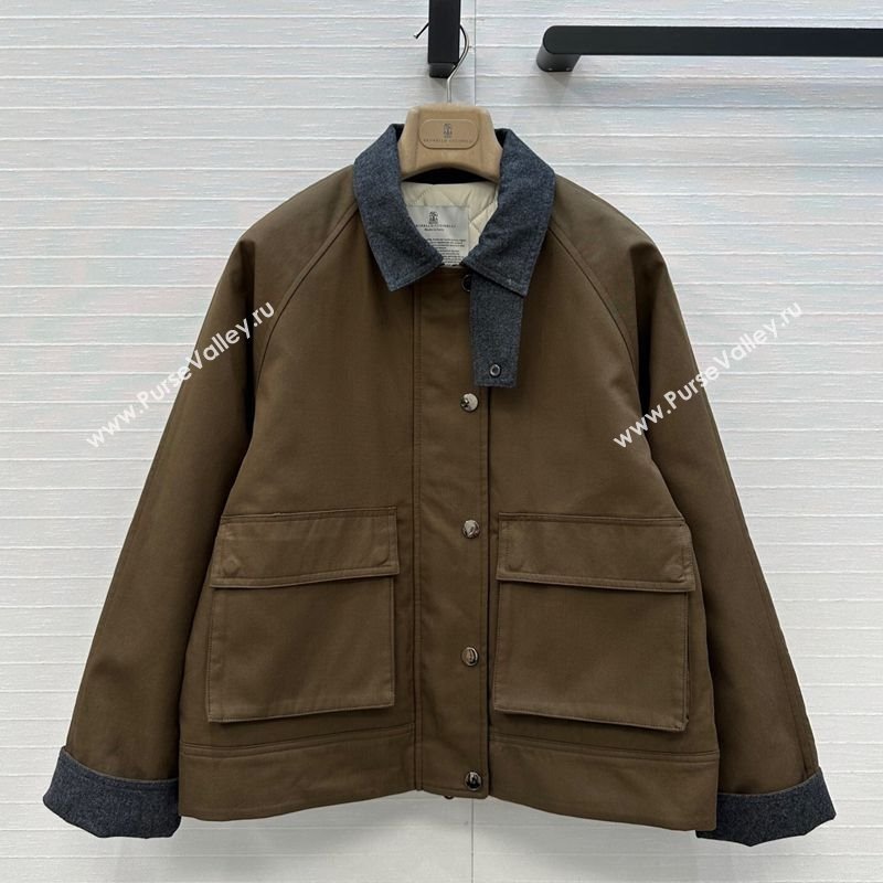 Brunello Cucinelli BC Cotton and Wool Padded Jacket Brown 2025 BC090401 (QI-250904010)