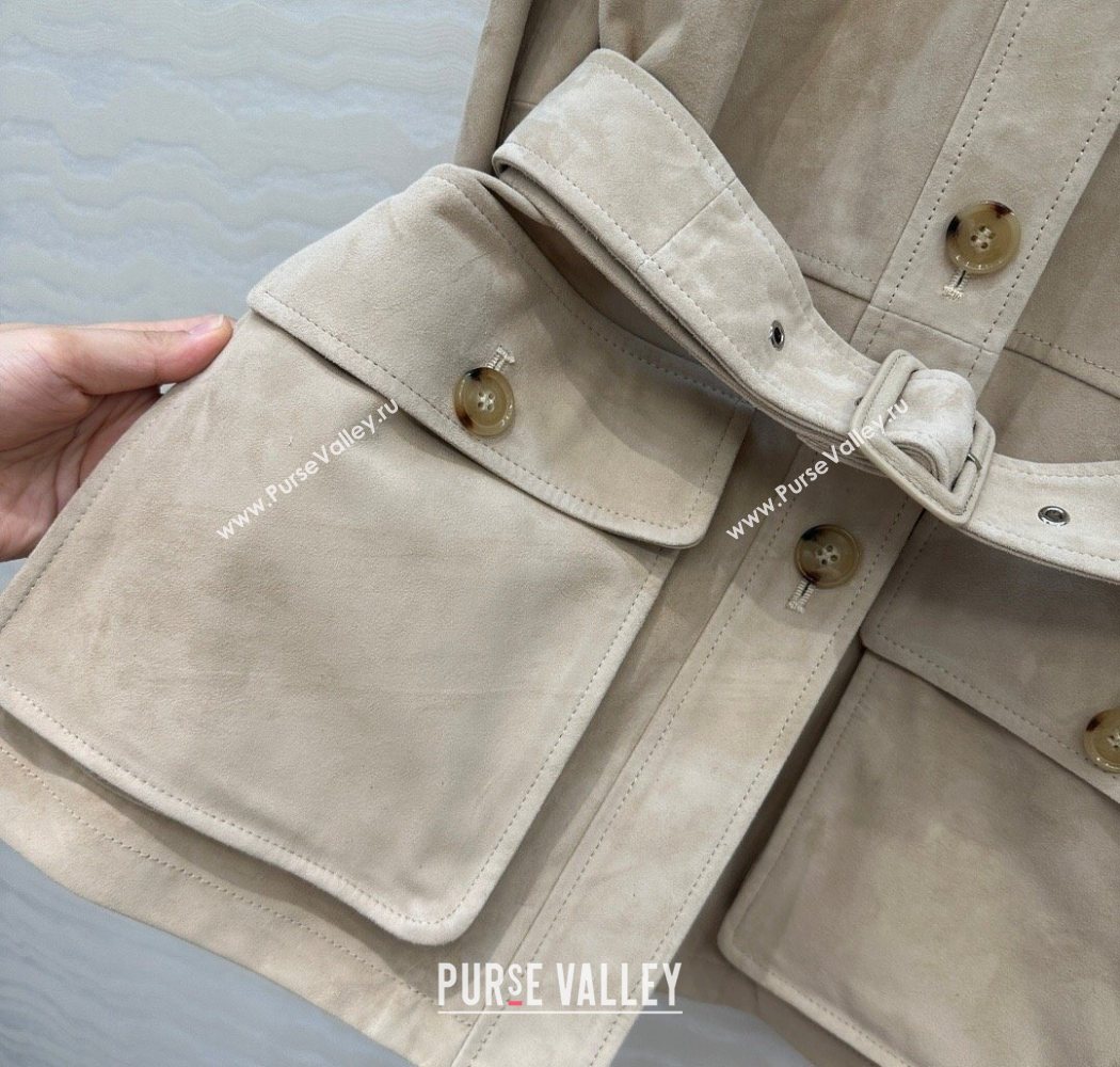 Ralph Lauren RL Lambskin Suede Jacket Beige 2025 0904 (QI-250904041)