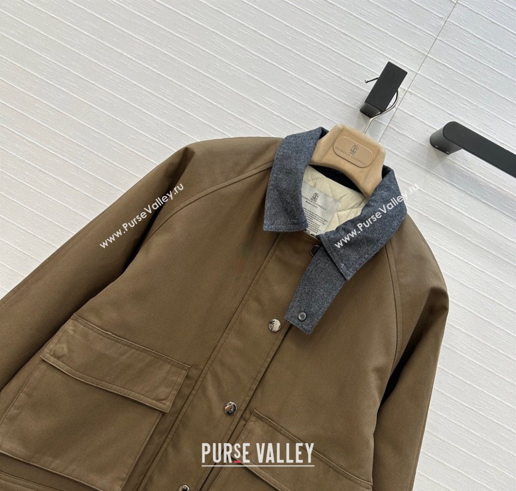 Brunello Cucinelli BC Cotton and Wool Padded Jacket Brown 2025 BC090401 (QI-250904010)