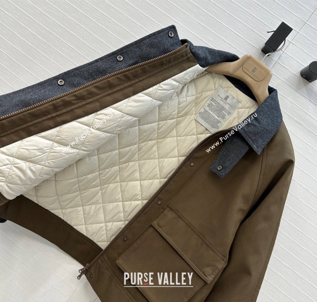 Brunello Cucinelli BC Cotton and Wool Padded Jacket Brown 2025 BC090401 (QI-250904010)