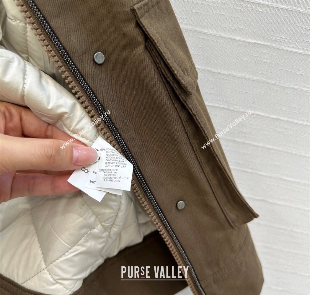 Brunello Cucinelli BC Cotton and Wool Padded Jacket Brown 2025 BC090401 (QI-250904010)