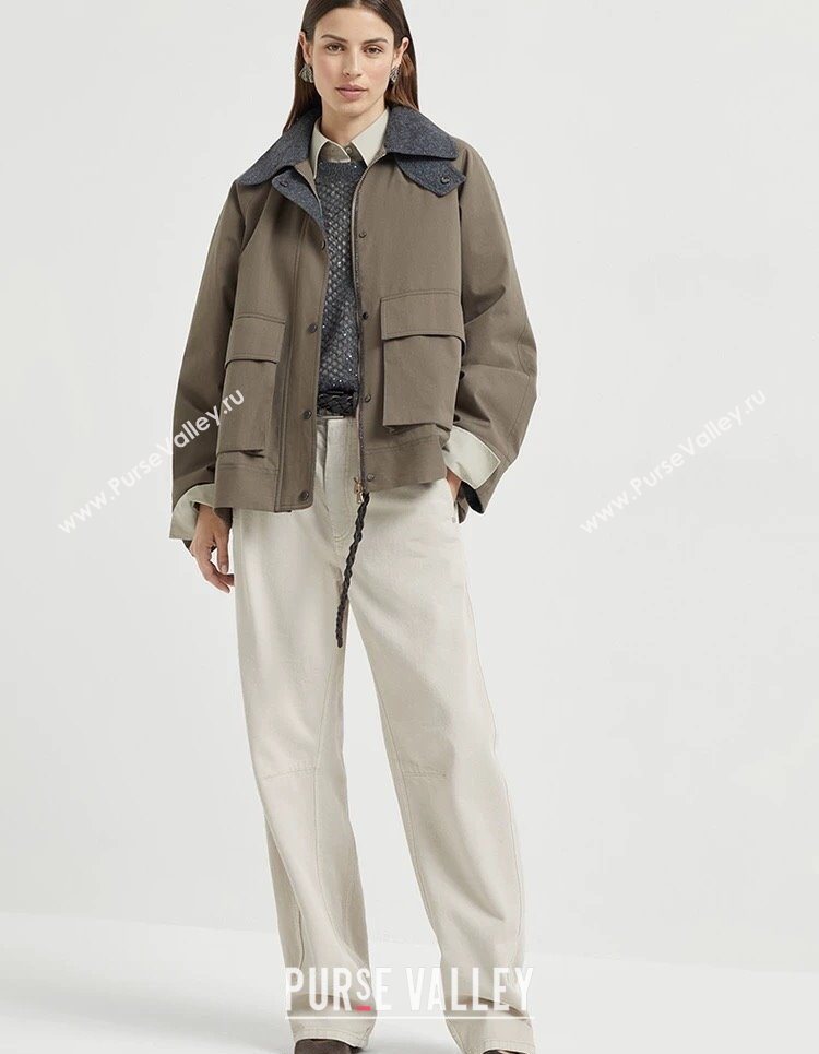 Brunello Cucinelli BC Cotton and Wool Padded Jacket Brown 2025 BC090401 (QI-250904010)