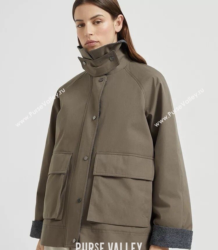 Brunello Cucinelli BC Cotton and Wool Padded Jacket Brown 2025 BC090401 (QI-250904010)