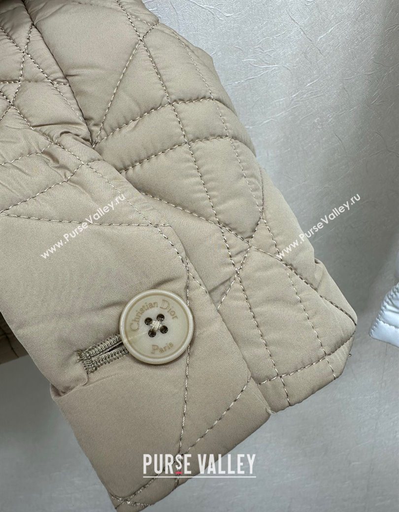Dior Oblique Padded Jacket with Belt Beige 2025 DR090404 (QI-250904022)