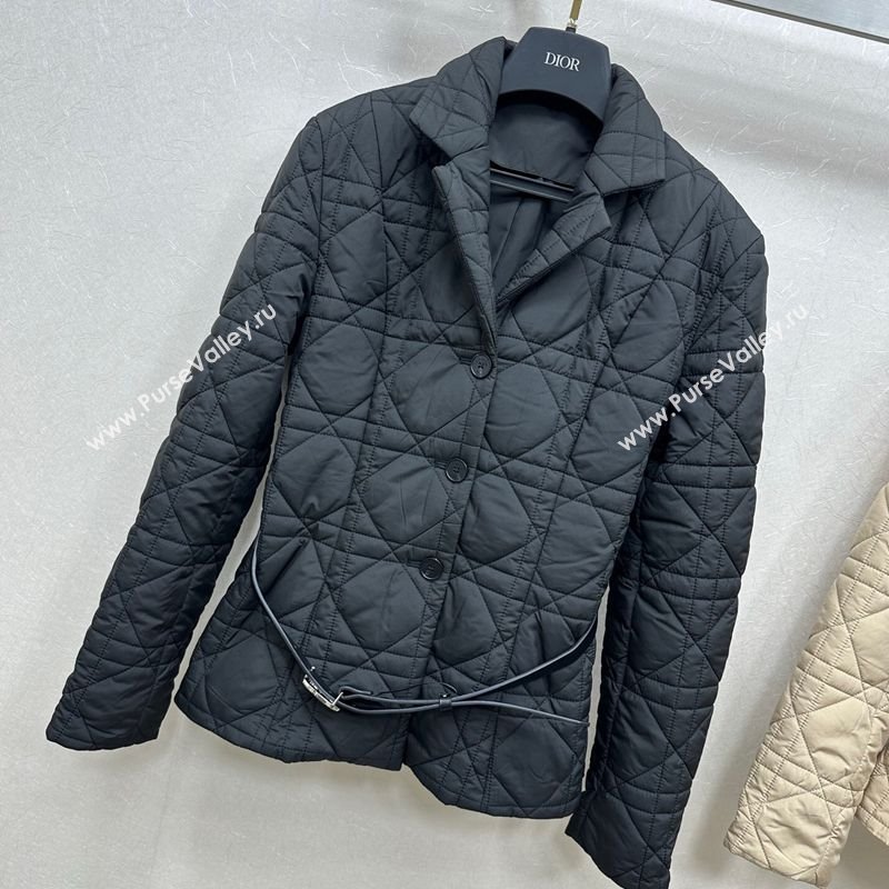 Dior Oblique Padded Jacket with Belt Black 2025 DR090404 (QI-250904021)
