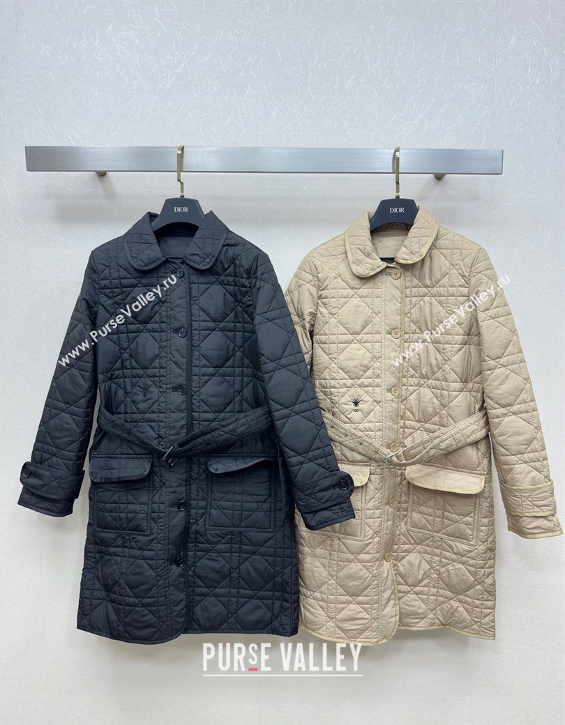 Dior Oblique Padded Coat with Belt Black 2025 DR090404 (QI-250904024)