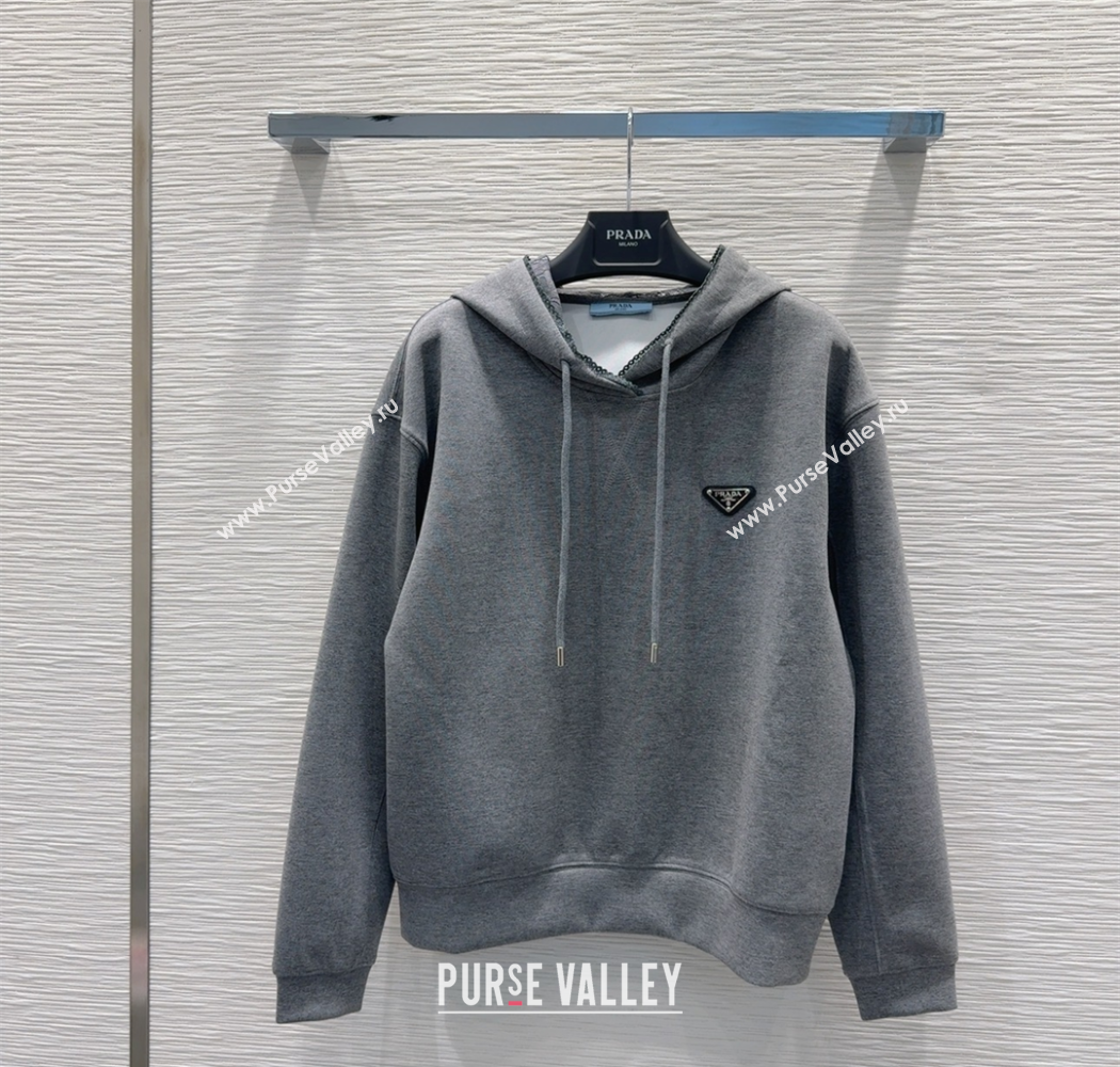 Prada Sweatshirt and Mini Skirt Set with Lace Trim 2025 PR090402 (QI-250904004)