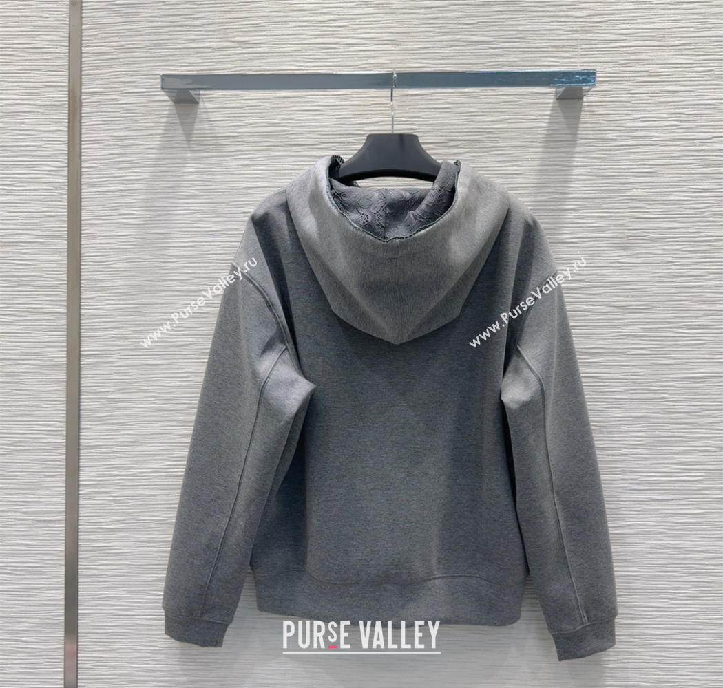 Prada Sweatshirt and Mini Skirt Set with Lace Trim 2025 PR090402 (QI-250904004)