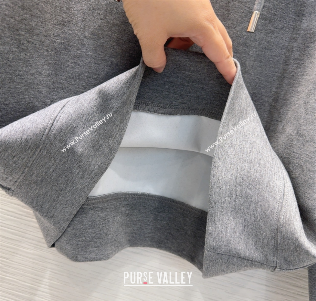 Prada Sweatshirt and Mini Skirt Set with Lace Trim 2025 PR090402 (QI-250904004)