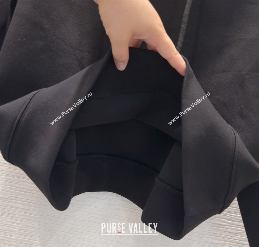 Prada Sweatshirt and Mini Skirt Set with Lace Trim Black 2025 PR090402 (QI-250904005)