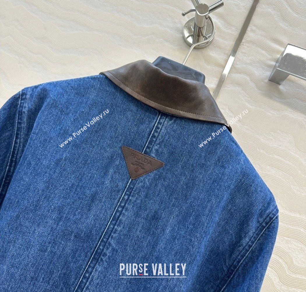 Prada Denim Long Jacket Blue 2025 PR090408 (QI-250904070)
