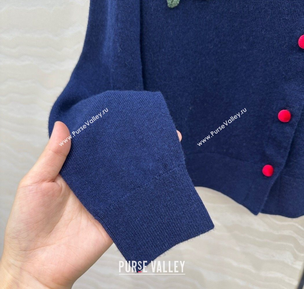 Ermanno Scervino Flower Cashmere and Wool Cardigan Blue 2025 0904 (QI-250904082)