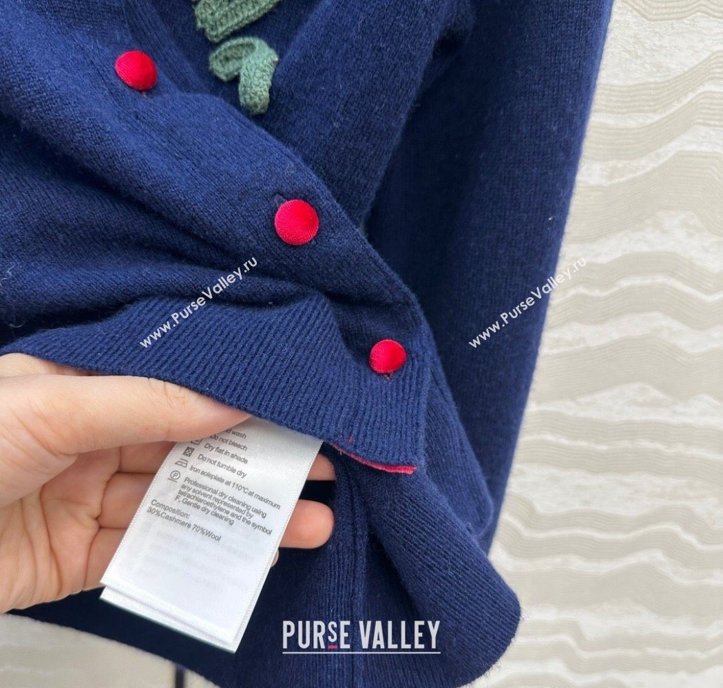 Ermanno Scervino Flower Cashmere and Wool Cardigan Blue 2025 0904 (QI-250904082)