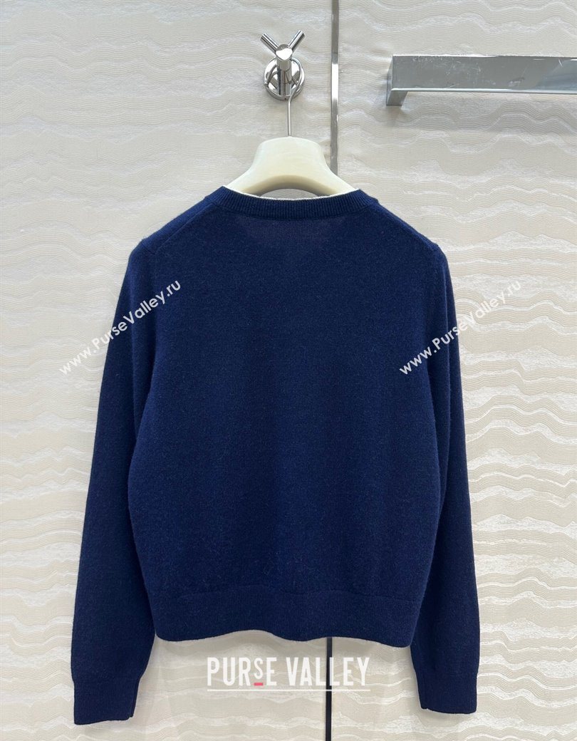 Ermanno Scervino Flower Cashmere and Wool Cardigan Blue 2025 0904 (QI-250904082)
