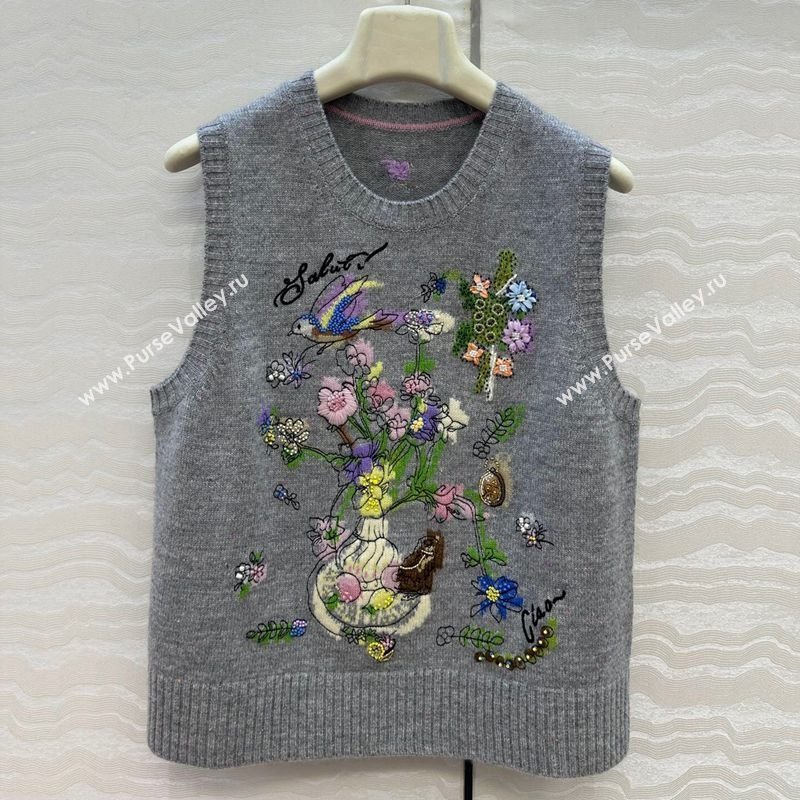 Ermanno Scervino Wool Embroidered Vest and Skirt Set Grey 2025 ER1980 (QI-250904083)