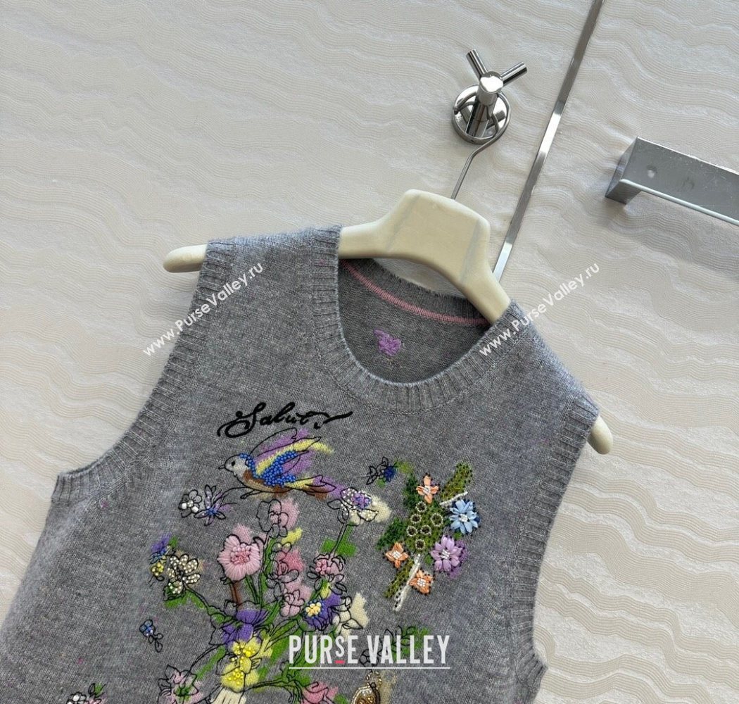 Ermanno Scervino Wool Embroidered Vest and Skirt Set Grey 2025 ER1980 (QI-250904083)