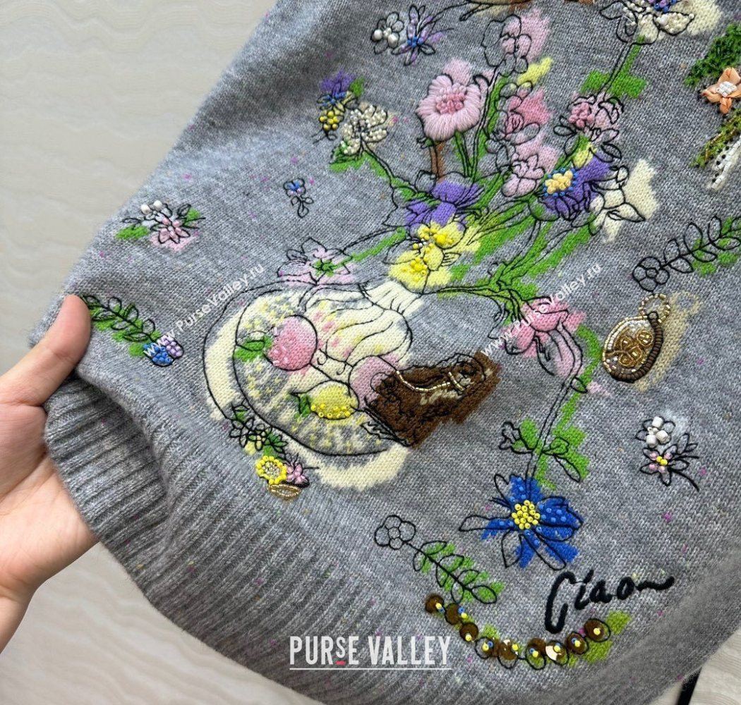 Ermanno Scervino Wool Embroidered Vest and Skirt Set Grey 2025 ER1980 (QI-250904083)