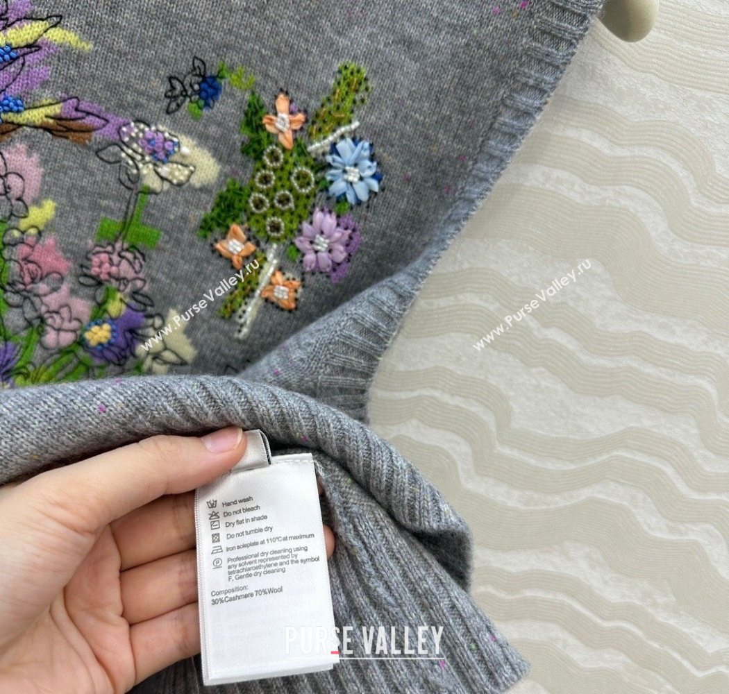 Ermanno Scervino Wool Embroidered Vest and Skirt Set Grey 2025 ER1980 (QI-250904083)