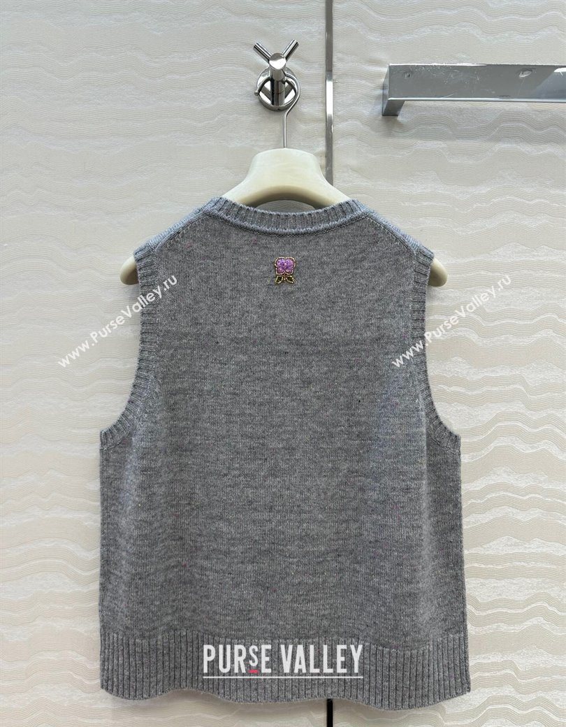 Ermanno Scervino Wool Embroidered Vest and Skirt Set Grey 2025 ER1980 (QI-250904083)