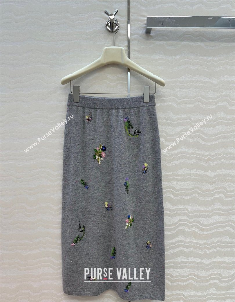 Ermanno Scervino Wool Embroidered Vest and Skirt Set Grey 2025 ER1980 (QI-250904083)