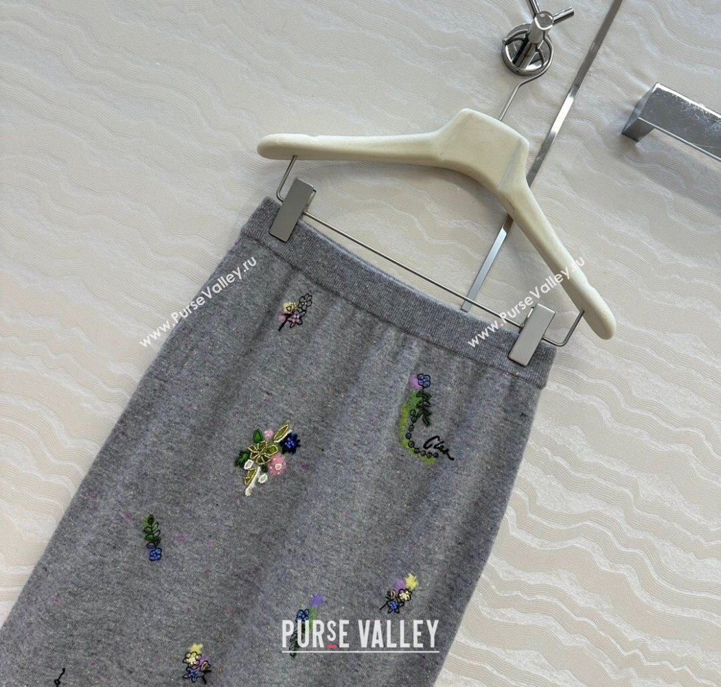 Ermanno Scervino Wool Embroidered Vest and Skirt Set Grey 2025 ER1980 (QI-250904083)